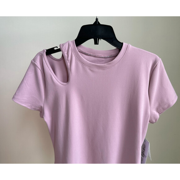 Nine West Cutout Shoulder Shadow Activewear T-Shirt In Mauve Size M - Picture 8 of 10